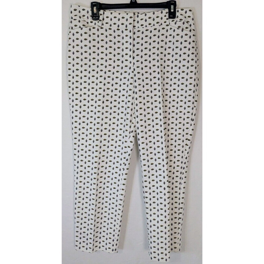 NWT Ann Taylor Curvy Size 10 White Pineapple Print Ankle Crop Dress Pants